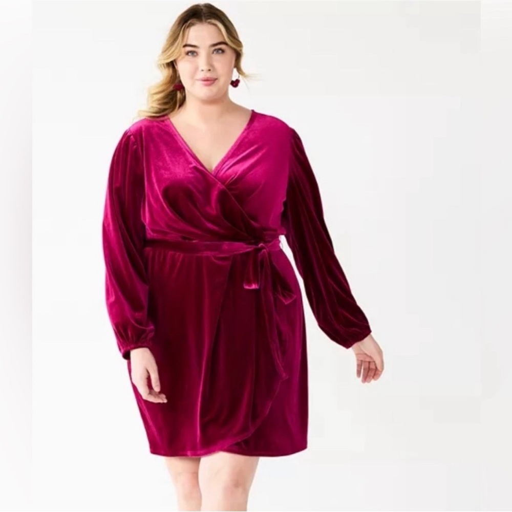 Nine West Velvet Faux Wrap Dress 2x